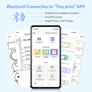 Portable Mini Bluetooth Sticker Printer Inkless Label Maker for Notes & Journals