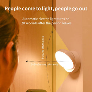 360° Rotating Magnetic LED Night Light Motion Sensor USB Rechargeable Lamp