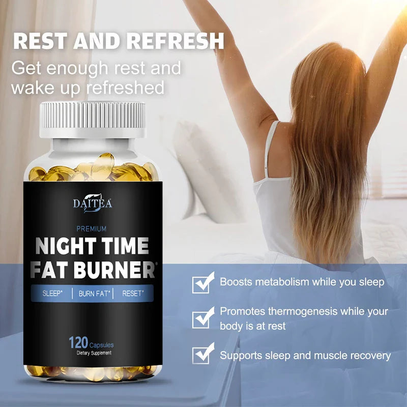 Nighttime Fat Burner Supplement - Supports Cardiovascular and Digestive Health, Benefits Sleep Quality, Weight