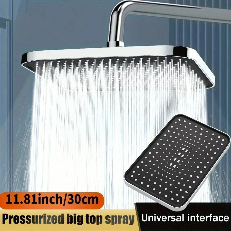 14" High Pressure Rain Shower Head Top Spray 360° Swivel Water Saving Flow