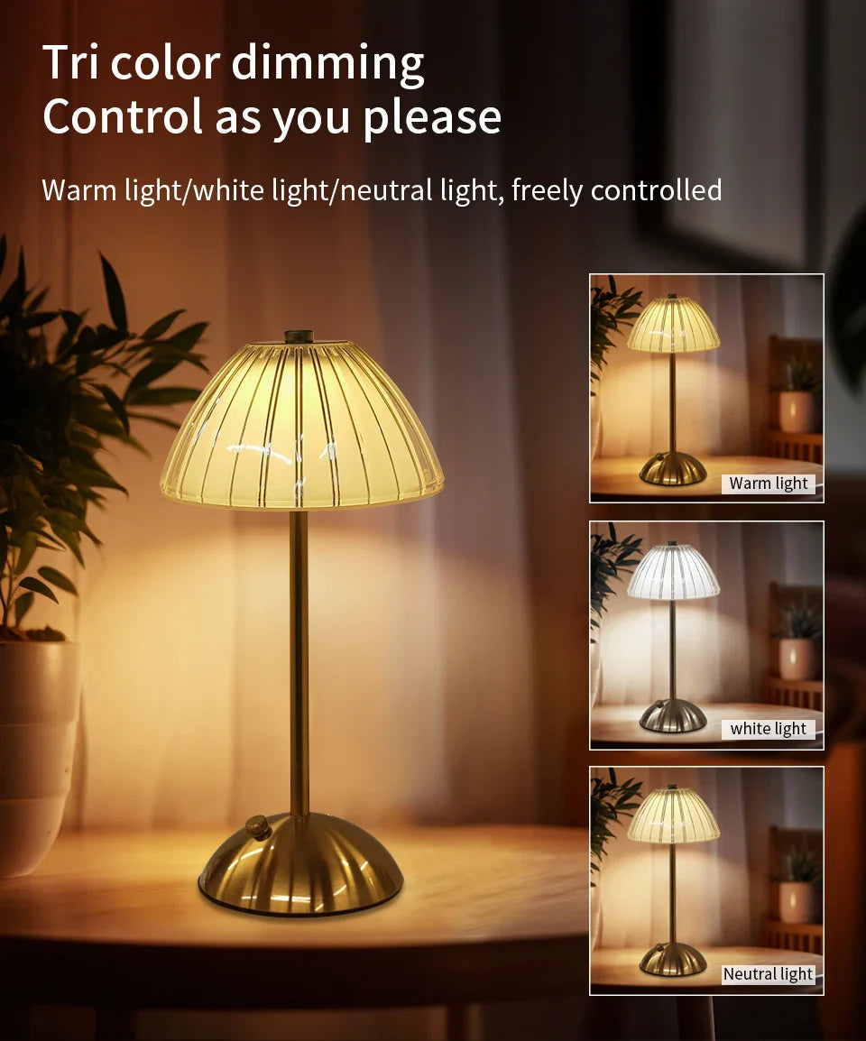 Rechargeable LED Table Lamp – Touch Dimmable Wireless Light for Bedroom & Desk