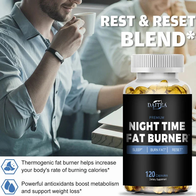 Nighttime Fat Burner Supplement - Supports Cardiovascular and Digestive Health, Benefits Sleep Quality, Weight