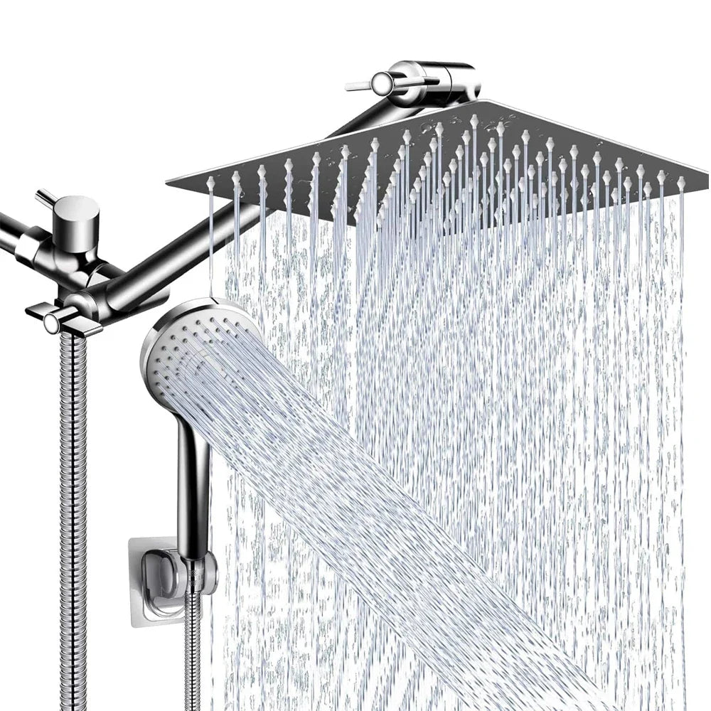 High Pressure Rain Shower Head 8-12Inch with Handheld & Adjustable Arm Spray