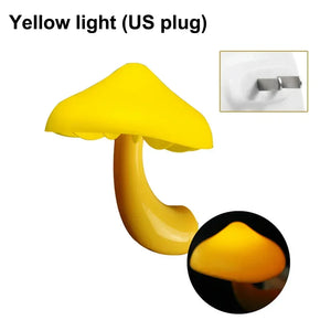 Mushroom LED Night Light Auto Sensor Wall Lamp Kids Bedroom Bedside US Plug Decor