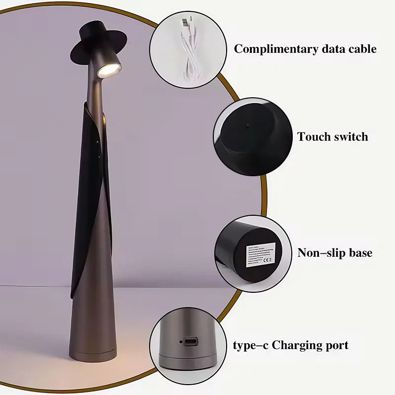 Rechargeable LED Desk Lamp Touch Dimmable Bedside Light for Bedroom Home