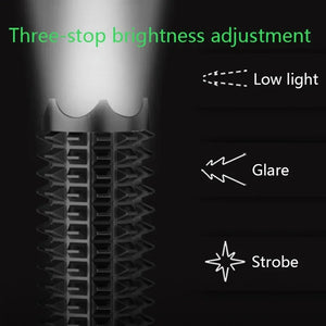 Aluminum Alloy LED Flashlight with Telescopic Handle and Zoom Beam Function