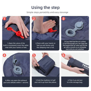 Self-Inflating Camping Sleeping Pad with Pillow – Ultralight Hiking Air Mattress