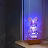 3D Bear Fireworks LED Night Light USB Dimmable Projector Bedroom Decor