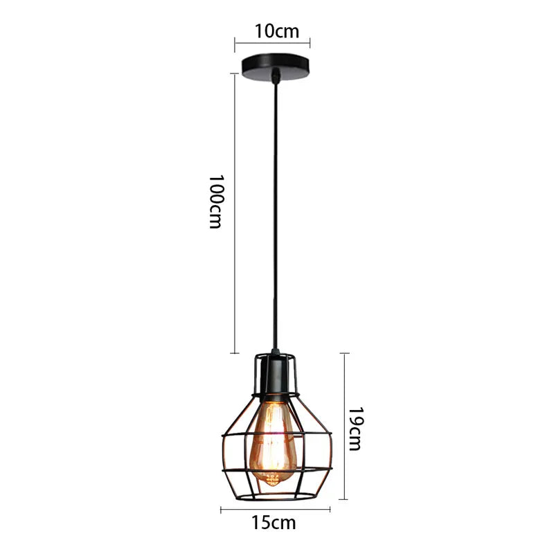 Retro Loft Industrial Pendant Light Wrought Iron Metal Ball E27 Hanging Lamp