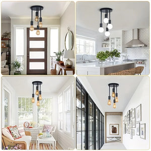 Black Modern 4 Light E27 Ceiling Fixture Bedroom Kitchen Hallway Chandelier