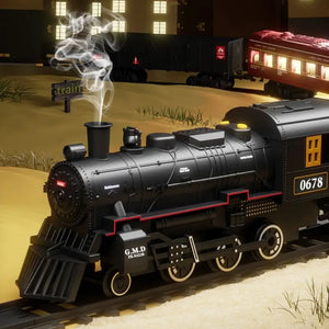 Kids Electric Train Set with Steam Smoke Lights Sounds Battery Powered