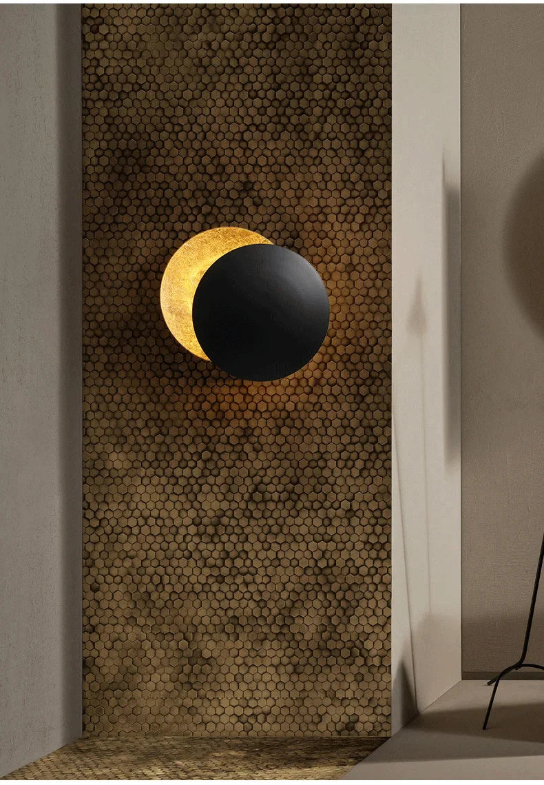 Solar Eclipse Wall Light – Moon Design Vintage LED Sconce for Bedroom & Stairs