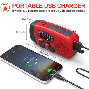 Emergency NOAA Weather Radio AM FM Solar Hand Crank Power Bank LED Flashlight