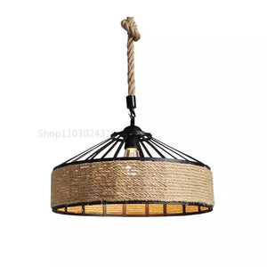 Industrial Vintage Pendant Lamp – Metal Twine Handwoven Chandelier Light