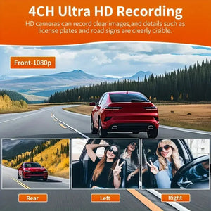 4 Channel 360 Dash Cam Car DVR Front Rear Left Right Camera Parking Monitor
