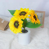3 LED Sunflower Night Light Rechargeable Table Lamp Bedroom Bedside Decor Lamp