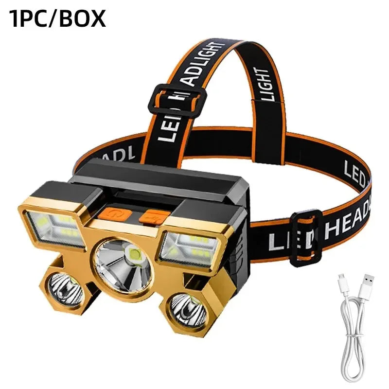 Rechargeable LED Headlamp for Fishing, Camping, Hiking – Powerful Head Flashlight