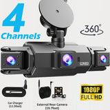 4 Channel 360 Dash Cam Car DVR Front Rear Left Right Camera Parking Monitor