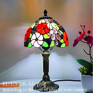 Tiffany Style Table Lamp Stained Glass E27 Bedside Light Retro Home Decor
