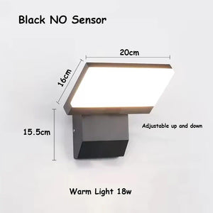 18W LED Outdoor Wall Light IP65 Waterproof Motion Sensor Foldable Modern Lamp
