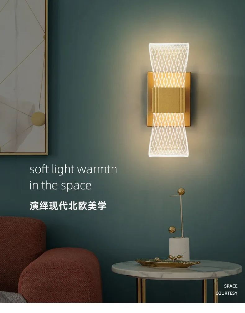 Gold Modern LED Wall Lamp – Luxury Aluminum Bedside Light for Bedroom & Living Room