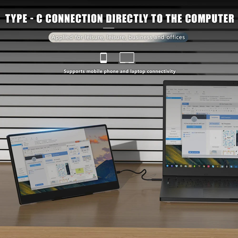14" Portable Monitor 1366x768 TN 60Hz 3ms Response 250cd/㎡ MUCAI N140-S36