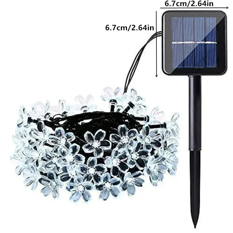 5M 20LED Solar String Lights Cherry Flower Outdoor Waterproof Battery Garden Party