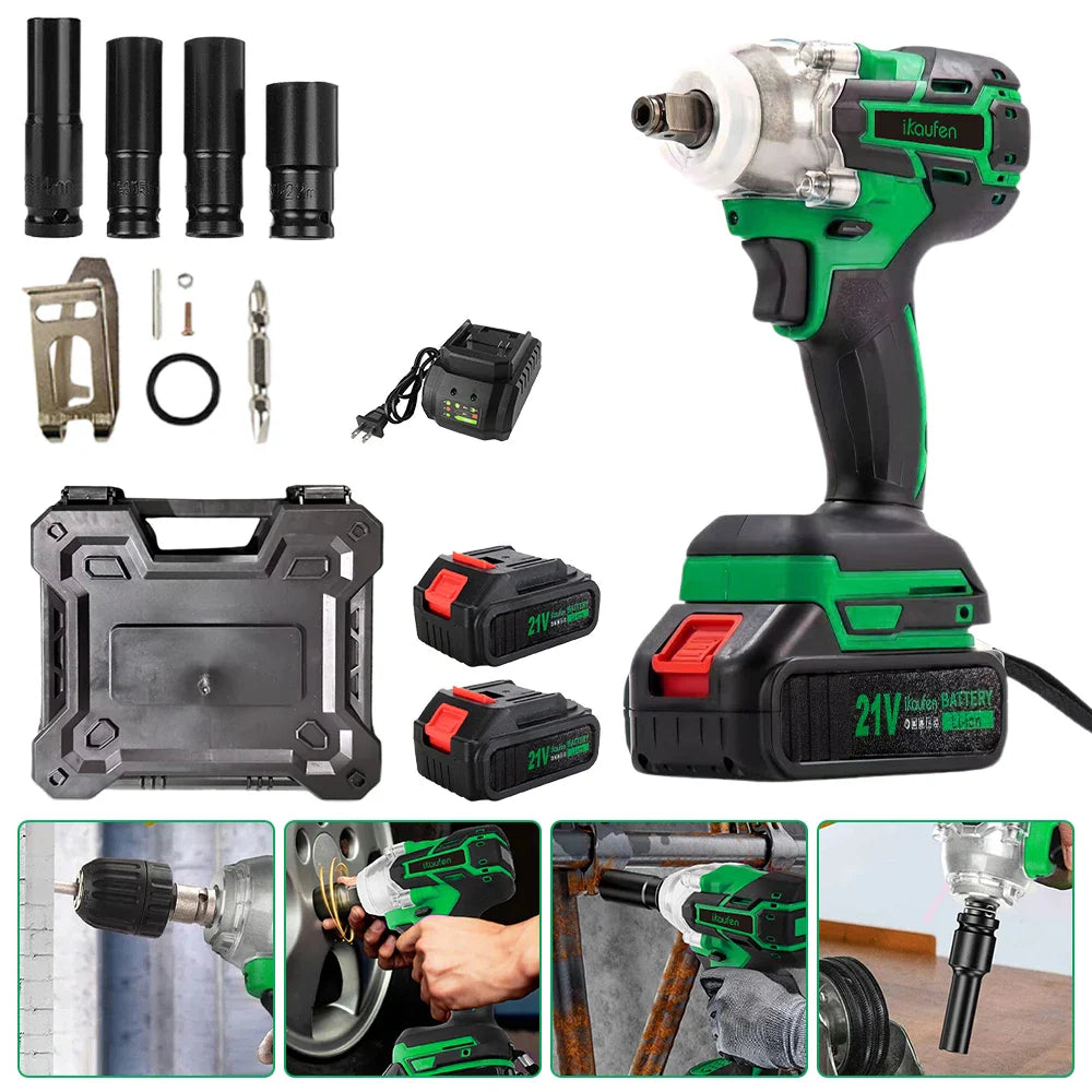 380Nm 21V Brushless Cordless Electric Wrench High Torque Impact Tool