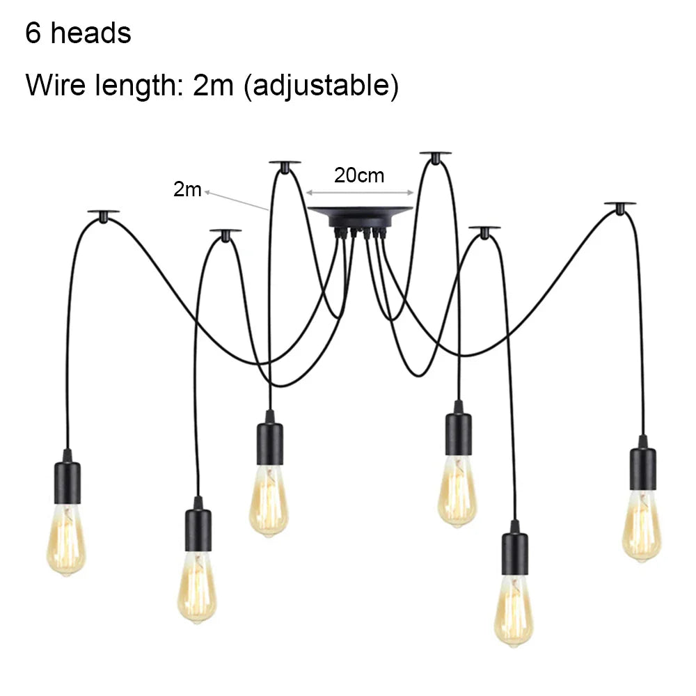 DIY Spider Chandelier Vintage Industrial Pendant Ceiling Light Home Hanging Lamp