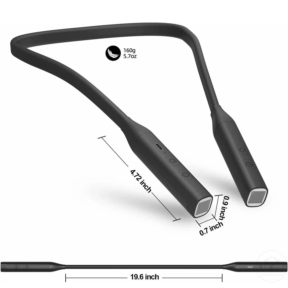 LED Rechargeable Neck Reading Light 3 Color Stepless Dimming Book Light