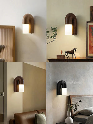 Vintage Solid Wood LED Table Lamp Dimmable Bedside Desk Light for Bedroom Living Room