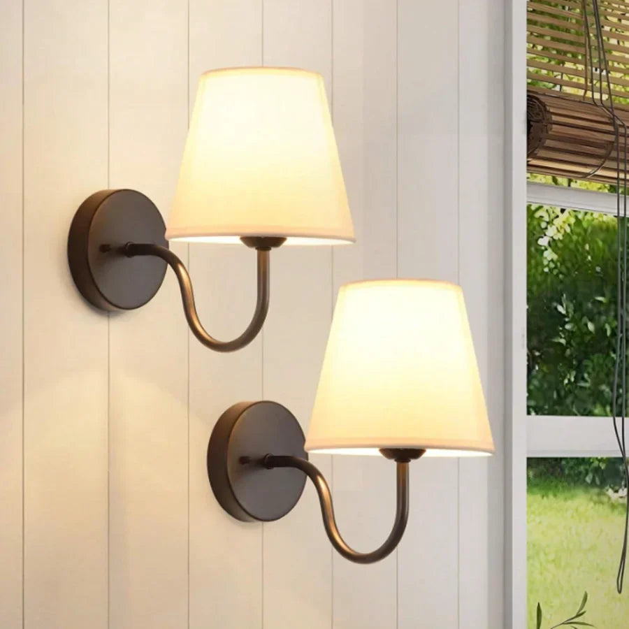 Modern Fabric Wall Lamp – Retro E27 Bedside Sconce Light for Bedroom & Living Room