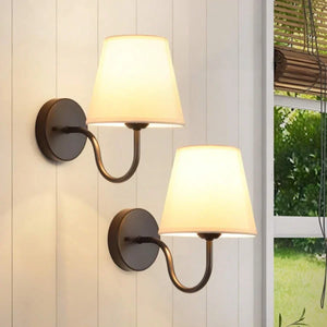 Modern Fabric Wall Lamp – Retro E27 Bedside Sconce Light for Bedroom & Living Room
