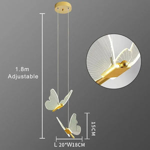 Moktan Sabai Nordic Butterfly LED Pendant Lamp – Modern Bedroom Ceiling Light