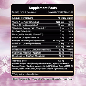 Biotin Vitamins with Pantothenic Acid, Folic Acid, Hair Growth Supplement for Men & Women