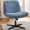 Cross Legged Office Chair Armless Wide Seat Swivel Fabric Desk Vanity Chair