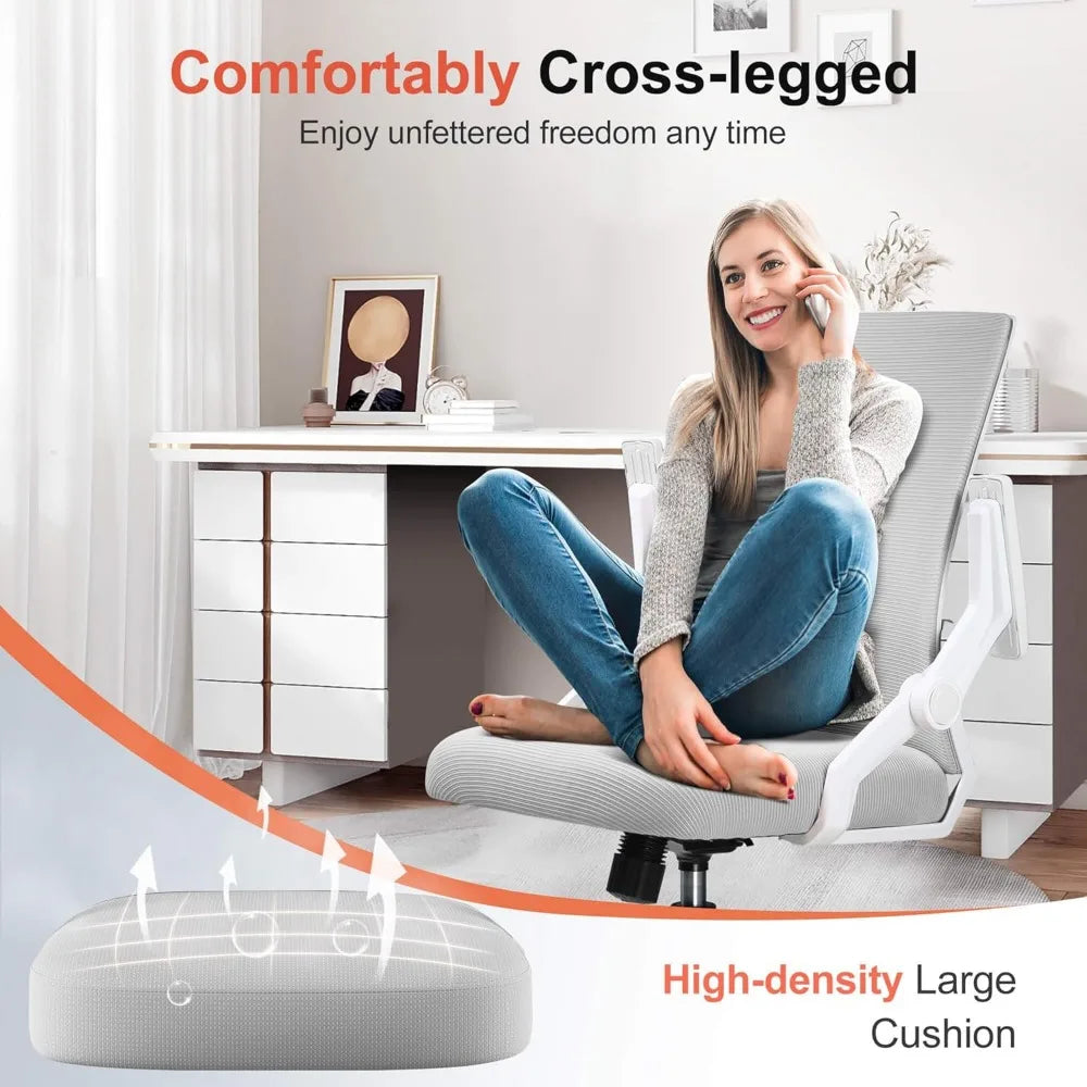 Ergonomic Mesh Office Chair Flip-Up Armrests Lumbar Support Wide Seat