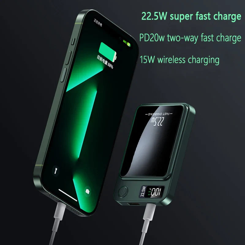 100000mAh Magnetic Wireless Power Bank 22.5W Fast Charging for iPhone & Samsung