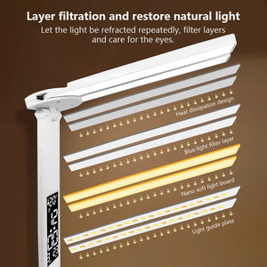 LED Eye Protection Desk Lamp Double Head Rechargeable Dimmable Light for Study