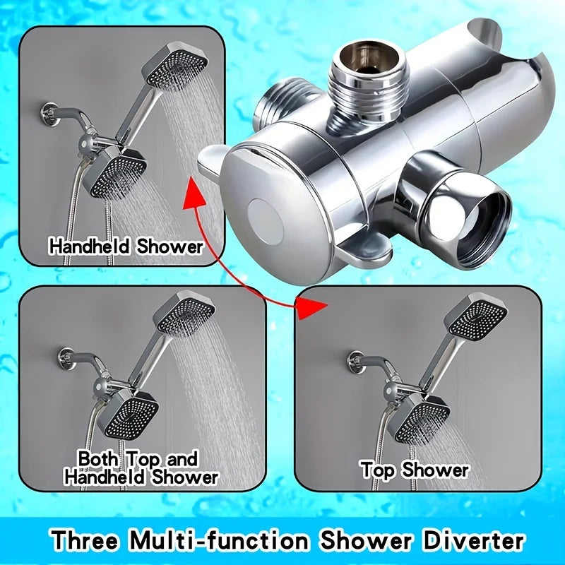 High-Flow 2-in-1 Handheld & Rain Shower Head Set Square Wall-Mounted Bathroom