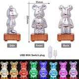 3D Bear Fireworks LED Night Light USB Dimmable Projector Bedroom Decor