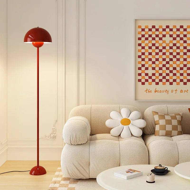 Modern Cream LED Floor Lamp E27 Bulb Minimalist Light for Bedroom Living Room
