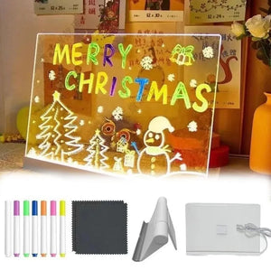 LED Message Board for Kids – Colorful DIY Acrylic Drawing Board with 7 Pens