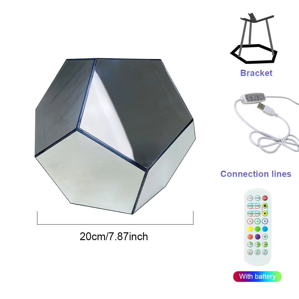 LED RGB Dodecahedron Night Light Geometric Colorful Space Lamp Home Decor Gift
