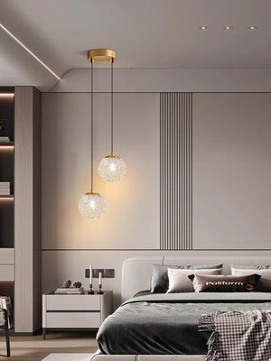 Modern Glazed Glass Chandelier Water Pattern Pendant Light Bedroom Cafe Decor