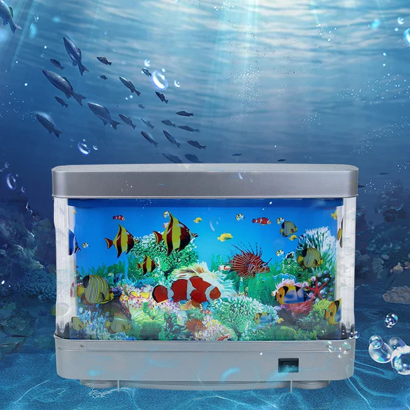 Tropical Fish Tank Lamp Virtual Aquarium LED Night Light Kids Room Gift
