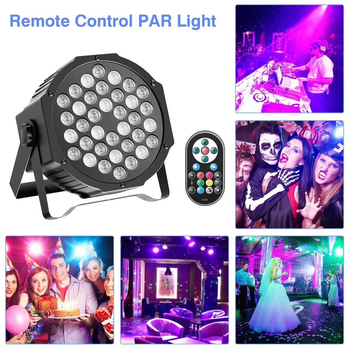 RGB Par Lights 36LED Stage Lighting – DMX512 Uplights for DJ, Party, Wedding Events