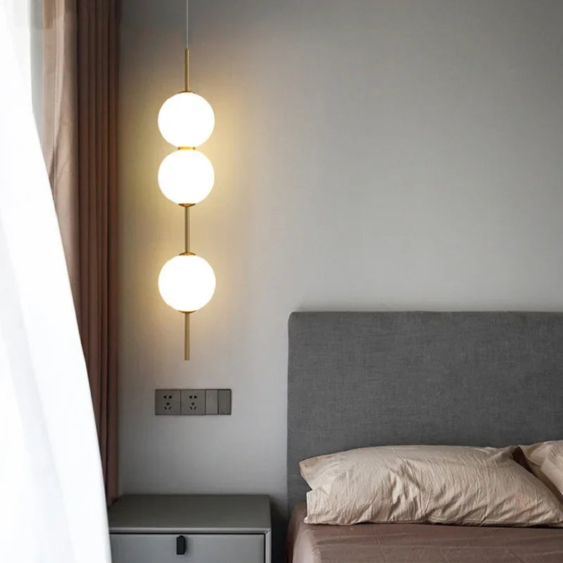 Glass Ball Pendant Light Modern LED Hanging Lamp Bedroom Bedside Ceiling Decor