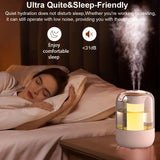 2.2L Large Capacity Air Humidifier Double Nozzle USB Mist Maker with LED Night Light