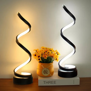 Spiral LED Night Light Dimmable Desk Lamp 3-Color Reading Bedside Bedroom Decor